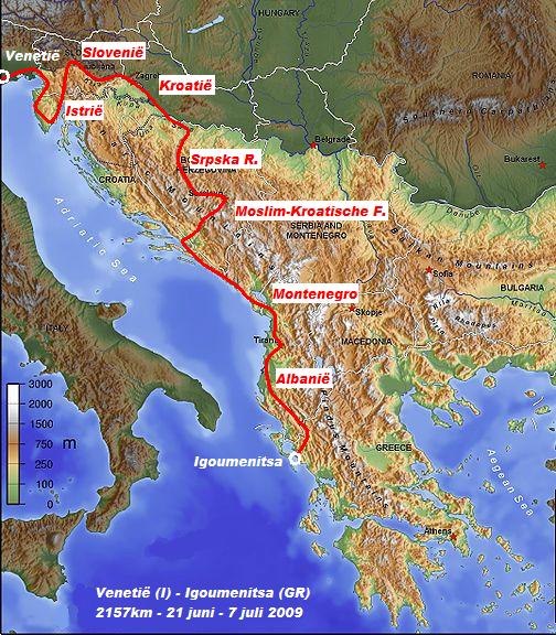 Route Veneti� - Igoumenitsa in 15 etappes